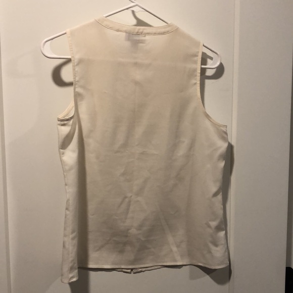 Ann Taylor LOFT White Eyelet Front Button Up Tank Top Size: SP - Picture 3 of 4